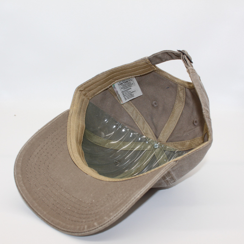 Washed distressed leather label baseball cap