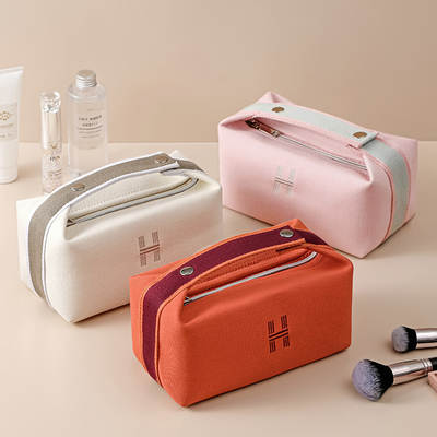 Simple portable wash bag waterproof dustproof travel storage bag Japanese large capacity canvas portable cosmetic bag