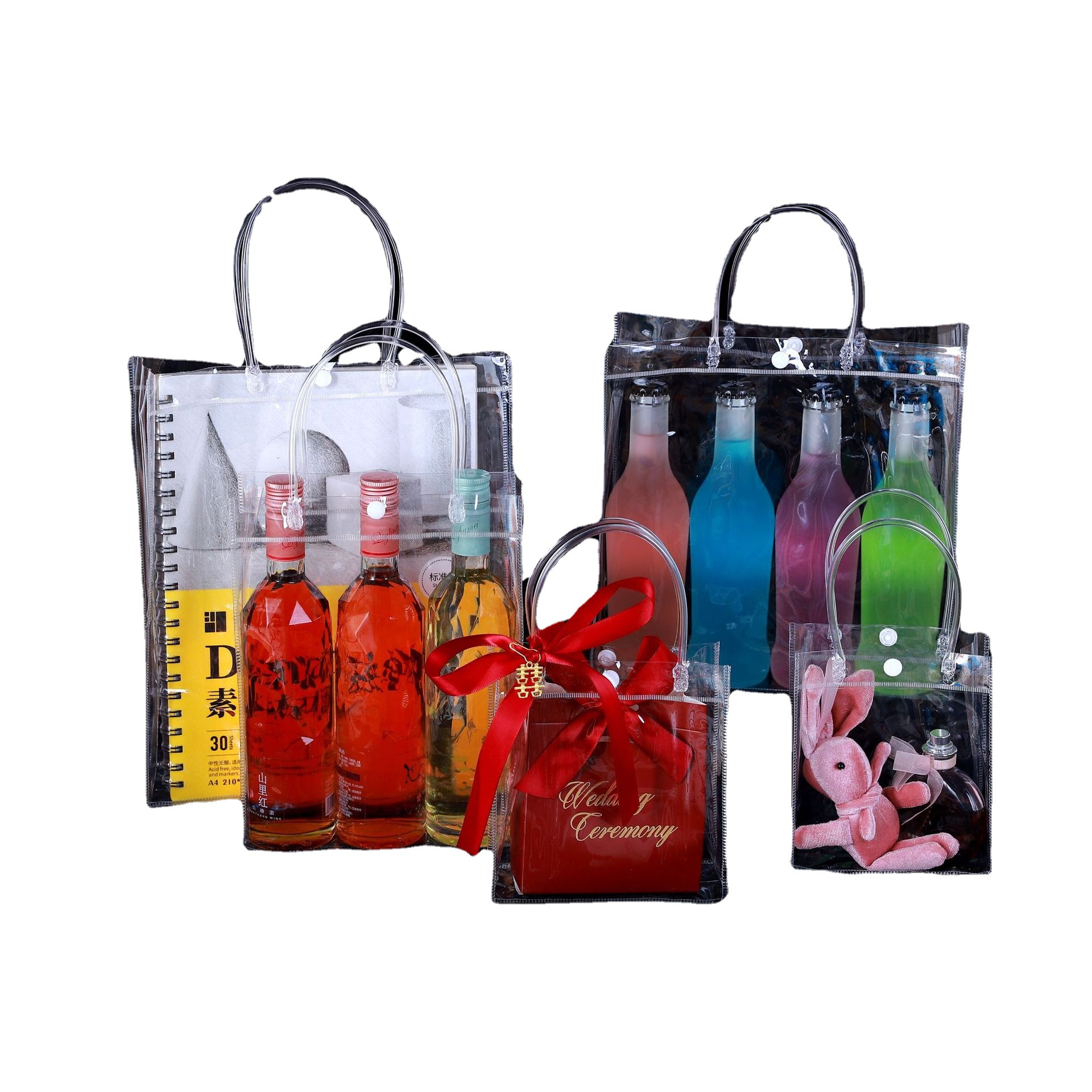 PVC Transparent Handbag Hand Gift Bag Wedding Candy Internet Celebrant Potted Flowers Milk Tea Small Plastic Packaging
