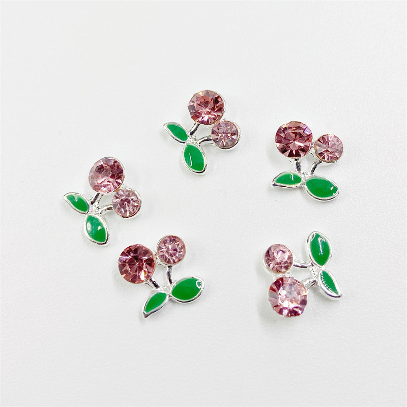 Cross-border Hot-selling Cherry Nail Jewelry Japanese Nail Paste Small Red Cherry Alloy Nail Accessories Cherry Jewelry