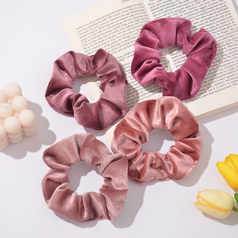 Yitang Special for Amazon Spot Set Hot Sale 12 Color Velvet Women's Large Intestinal Hair Ring Velvet Head Flower