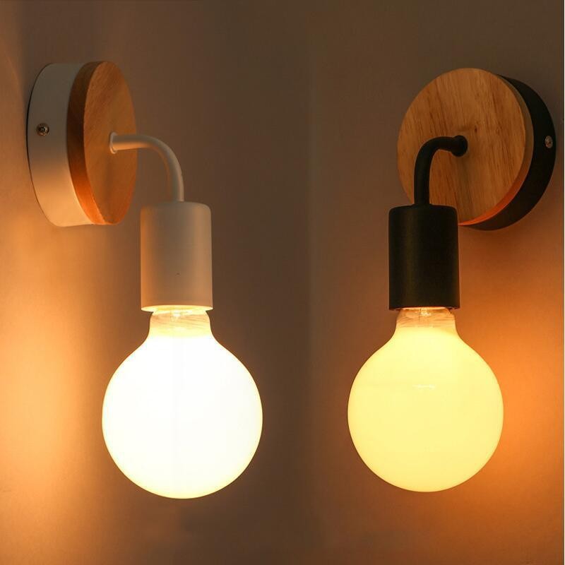 Nordic Post-modern Solid Wood Small Wall Lamp Simple Iron Mirror Headlight Bathroom Corridor Lamp Bedroom Bedside Wall Lamp