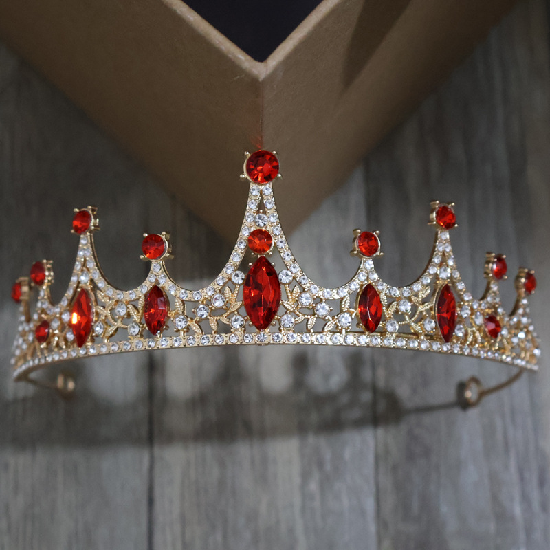 European and American Cross-border Bride Crown Headwear Hair Accessories Rhinestone Fashion Queen Wedding Accessories Princess Ball Crown Hair Band