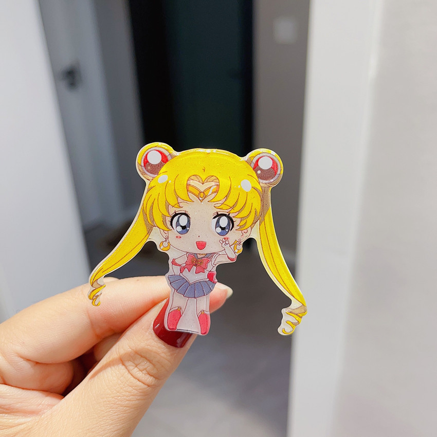Sailor Moon Cute Hair Accessories Hairpin Headwear Acrylic Side Clip Moon Hare Luna Women's Clothing Accessories