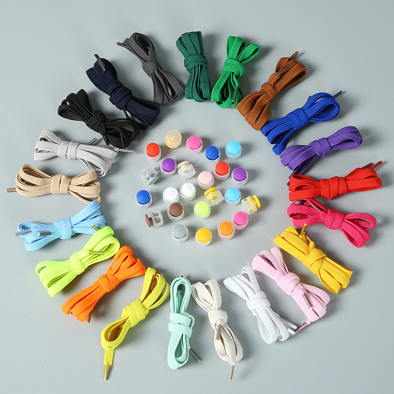 Lazy People Tie-free Elastic Shoelaces Elastic Color Flat Shoelaces Adult White Shoes Fixed Children Tie-free Artifact