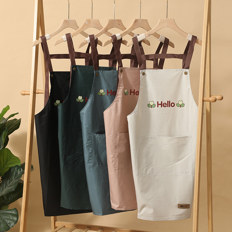 Factory Outlet Kitchen Special Apron High Density Waterproof Oil-Proof Coating Household Fashion Summer Apron Work Clothes