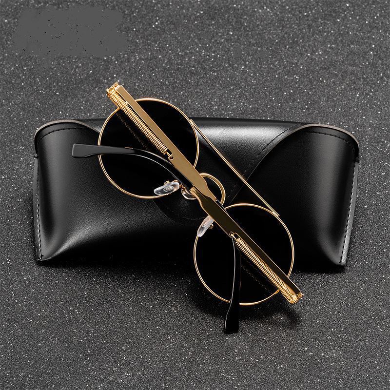 Men's Sunglasses 2023 New Fashion Prince Mirror Round Frame Spring Leg Personalized Sunglasses Cross Border Sunglasses