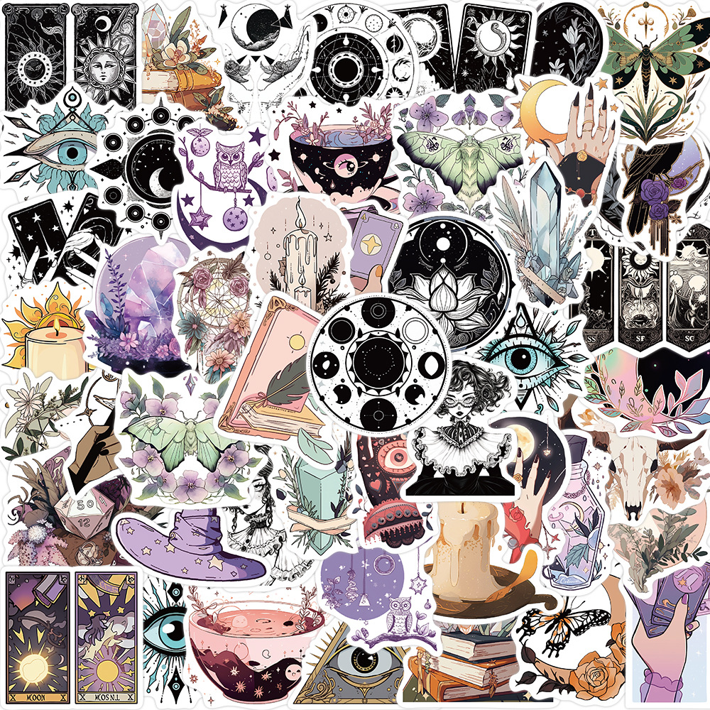 50 original magic witch graffiti stickers decorative guitar luggage DIY creative waterproof stickers hot wholesale
