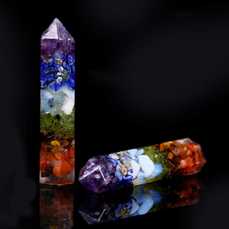 Natural crystal column hexagonal prism gravel amethyst Tiger Eye stone decoration Chakla home office decoration popular