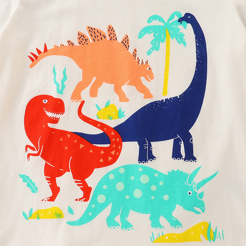 夏季新品童装T恤欧美时尚儿童短袖t恤衫针织棉恐龙印花男童上衣