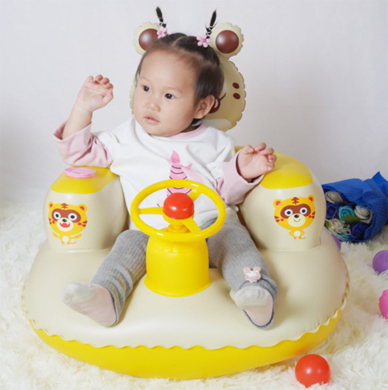 Thickened steering wheel tiger baby inflatable sofa baby Learning Seat car dining chair portable toy with stool