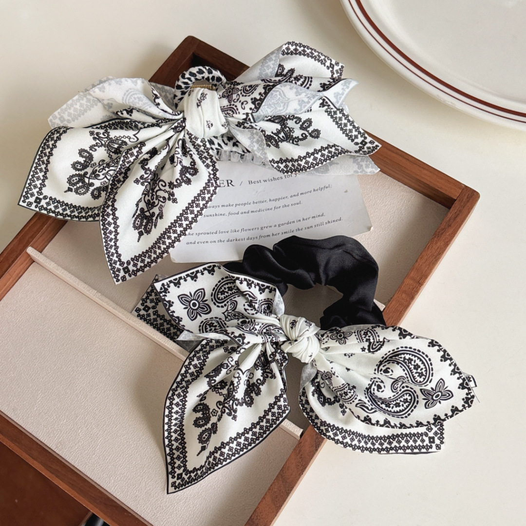 Vintage Paris Cashew Flower Love Double-sided Grab Clip High-grade Bow Headwear Hairpin Back of Head Shark Clip_voghion.com