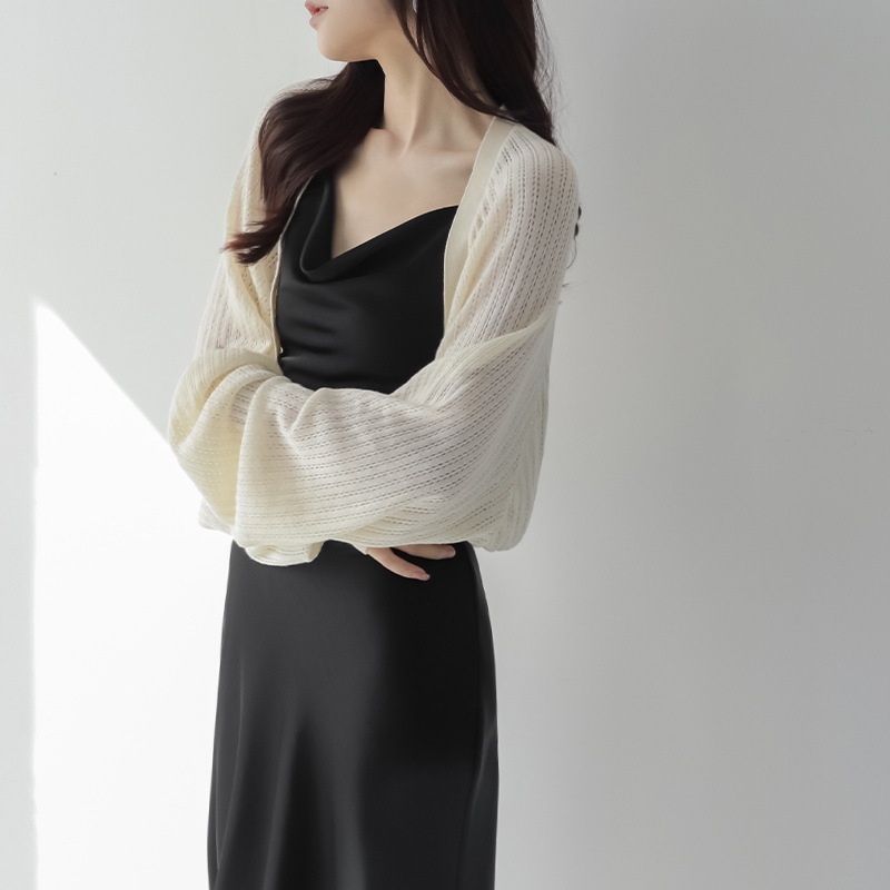MZOMXO mulberry silk knitted cardigan for women 2024 Summer new batwing sleeve design sunscreen shawl for women