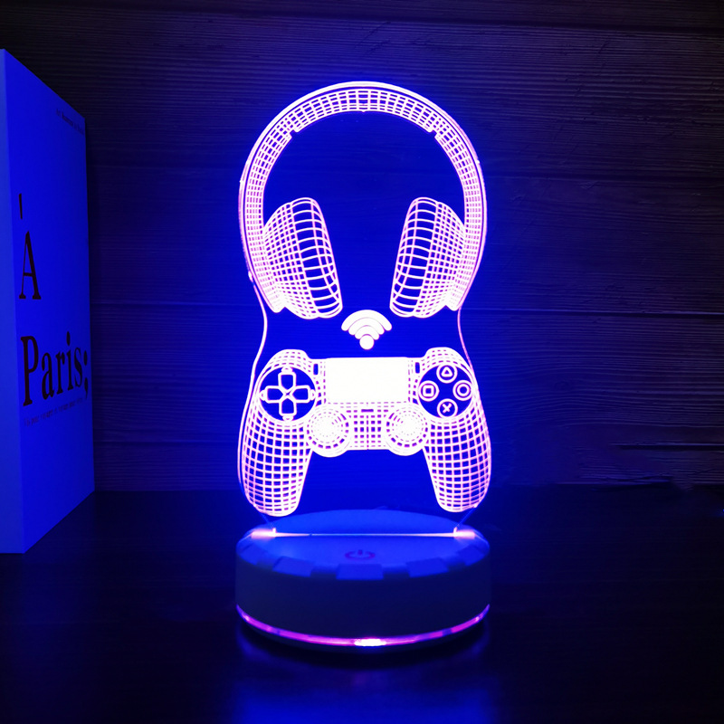 Cross-border 3D night light game handle Headset Series creative atmosphere USB table lamp gift lamp gift XBOX