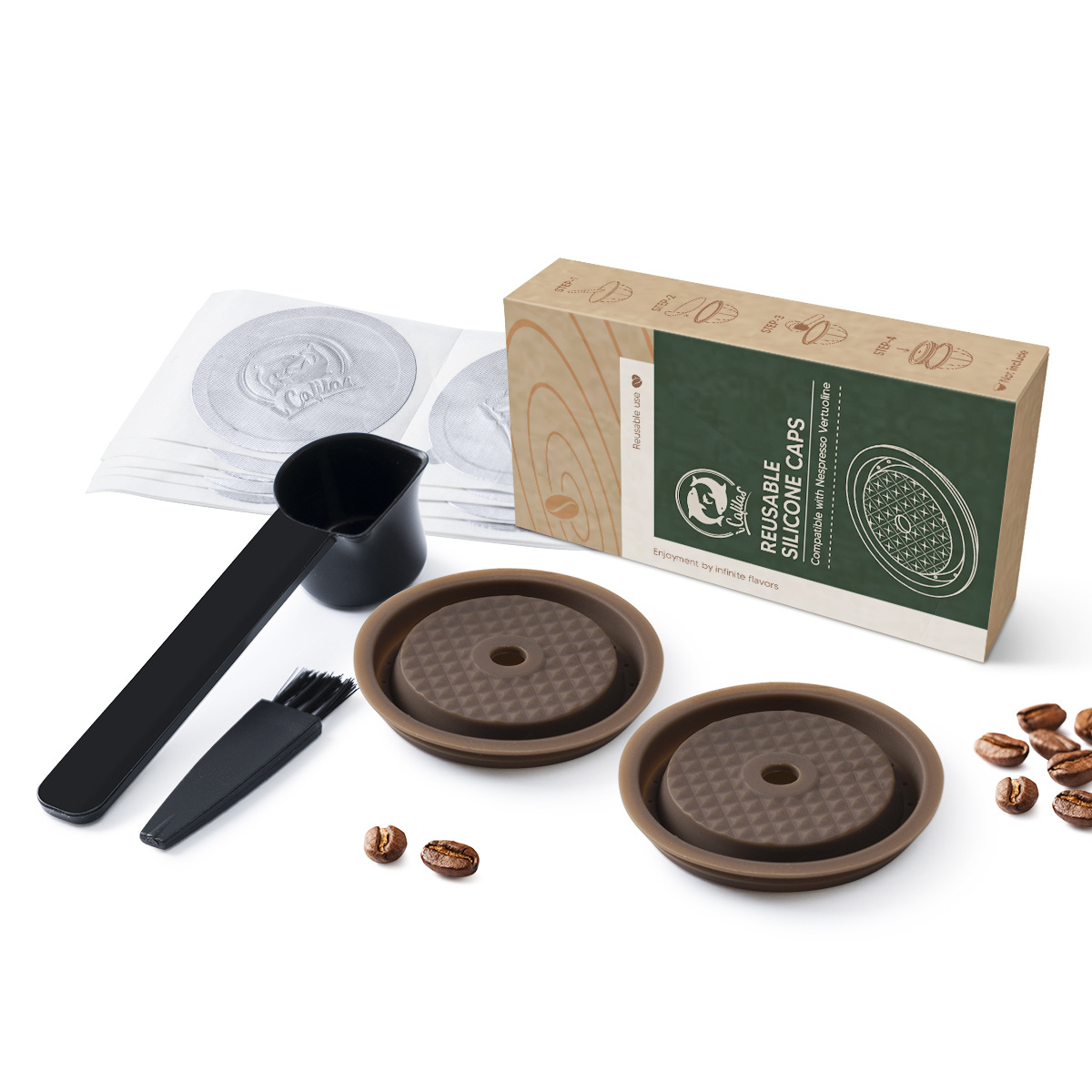 Compatible with Nespresso Vertuo capsule reusable lid refillable food grade silicone lid