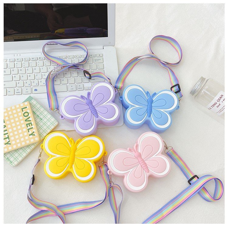 Explosive Butterfly Children's Crossbody Bag Student Silicone Coin Purse Cute Bee Shoulder Storage Bag Women's Wallet Bag