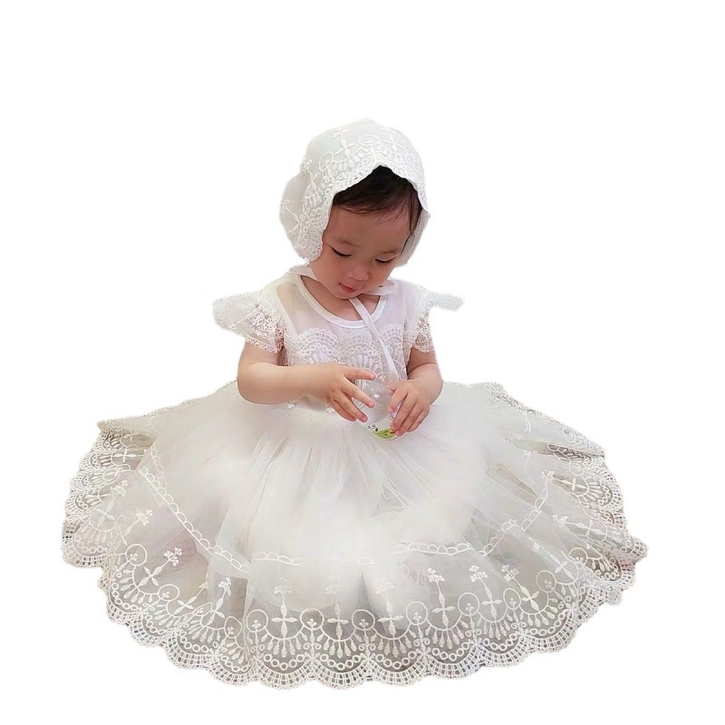 2023 Spring and Summer Baby Dress Embroidered Lace Sleeveless Princess Dress Girl's One-year-old Dress One Hundred Days Banquet Dress