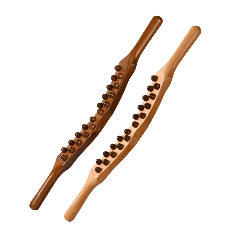 Beech Meridian rolling bar massage rolling bar carbonized log stick open shoulder whole body universal exercise stick 20 beads 60CM