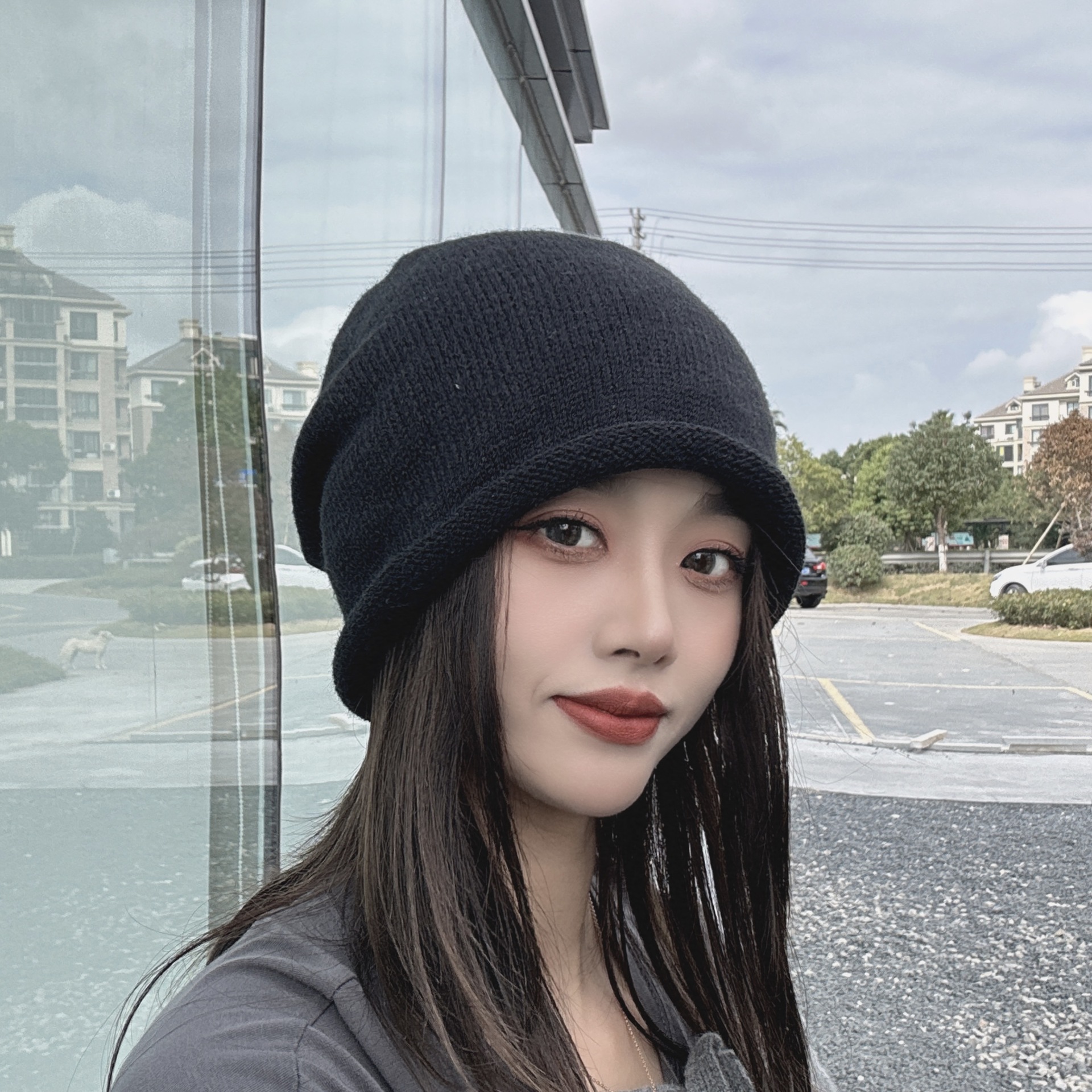 New Japanese Style Warm Curl Drawstring Big Head Wool Hat Men's Heap Hat Men's Universal Baotou Hat