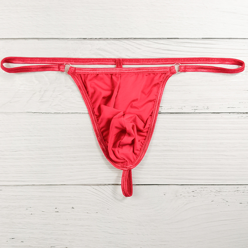 Amazon AliExpress Men's Sexy Underwear Men's Thong Ice Silk U-Shape Low-Waist Men's Novelty Butt-Show Trousers