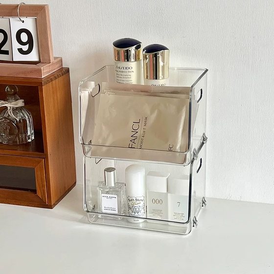 Desktop Transparent Mug Tea Cup Finishing Storage Box Stacked Coffee Snack Finishing Skin Care Shelf