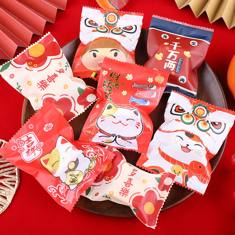 New Snowflake Crisp Packaging Bag Transparent Baking Cartoon Small Cookie Bag Cranberry Cow Crack Bag Wholesale