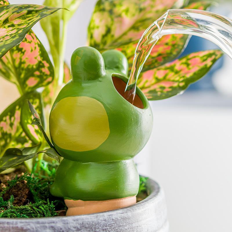 Increasing Red Ceramic Big Head Frog Sedizer Flower Watering Device Lazy Drip Irrigation Device Drip Water Device Cross-border Special Supply