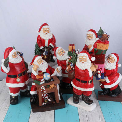 Santa Claus Christmas Hat Train Decorations Ornaments Christmas Gifts Home Living Room Desktop Resin Crafts