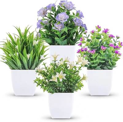 Cross-border Hot Sale Simulation Plants Fake Plants Green Plants Indoor and Outdoor Decorative Plastic Potted Eucalyptus Small Potted Plants