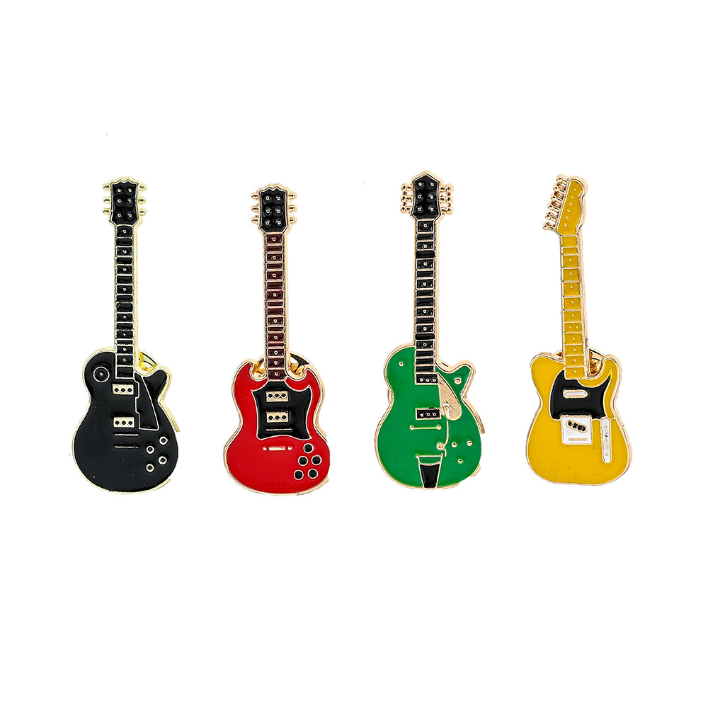 Personalized Creative Guitar Metal Badge Electric Guitar Retro Fashion Musical Instrument Brooch Student Bag Decorative Pin Tide