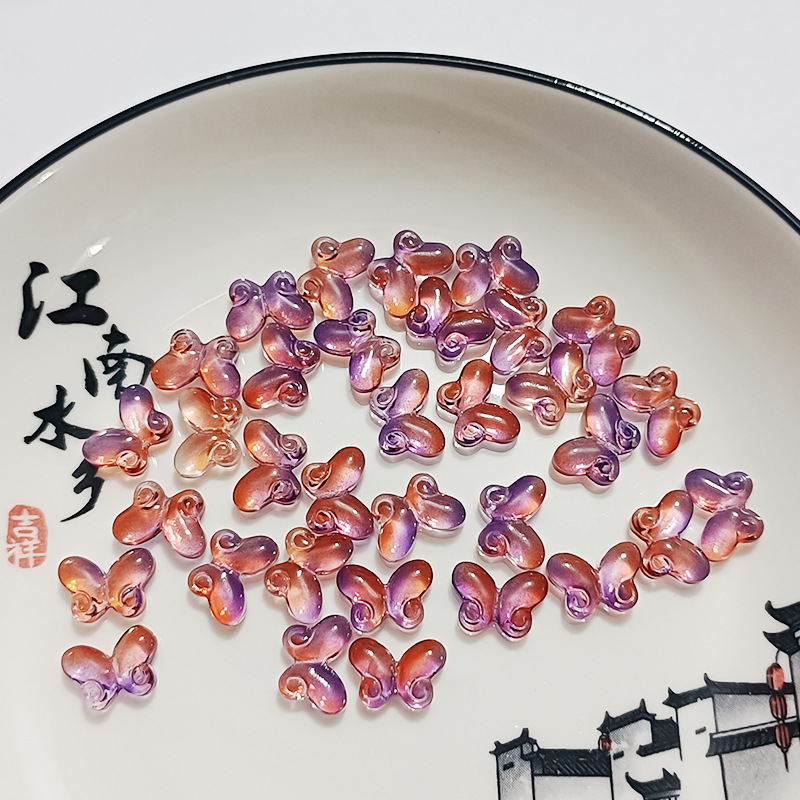 Glass fat butterfly 10*15 loose beads Hanfu headdress accessories DIY hairpin accessories Czech glass jewelry accessories