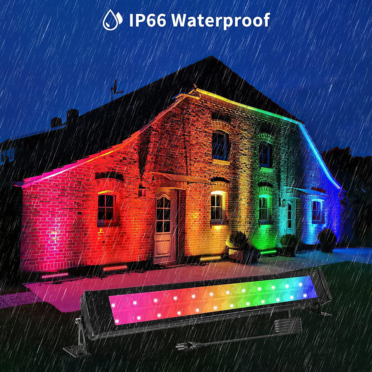 Cross-unexpectedly remote control floodlight RGB + UV flood light outdoor waterproof RF wireless RF timing remote control fluorescent lamp