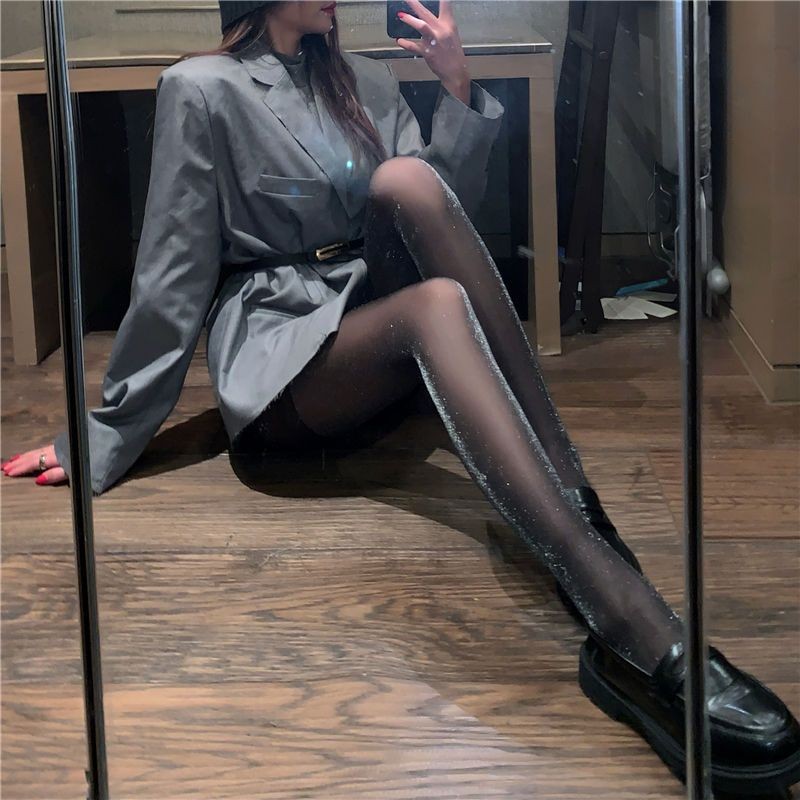 Schlankheitsstrümpfe aus Seide in Silberzwiebelfarbe, Strumpfhose aus silberner Seide, sexy Strümpfe aus heller Seide mit dünner Basis, schwarze Seidenstrümpfe für Damen_voghion.com