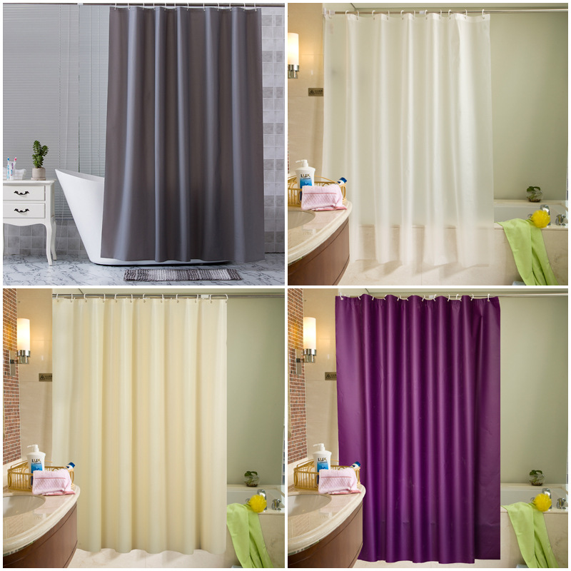 Transparent shower curtain bathroom curtain peva plain waterproof thickened hotel solid color bathroom curtain gray curtain wholesale