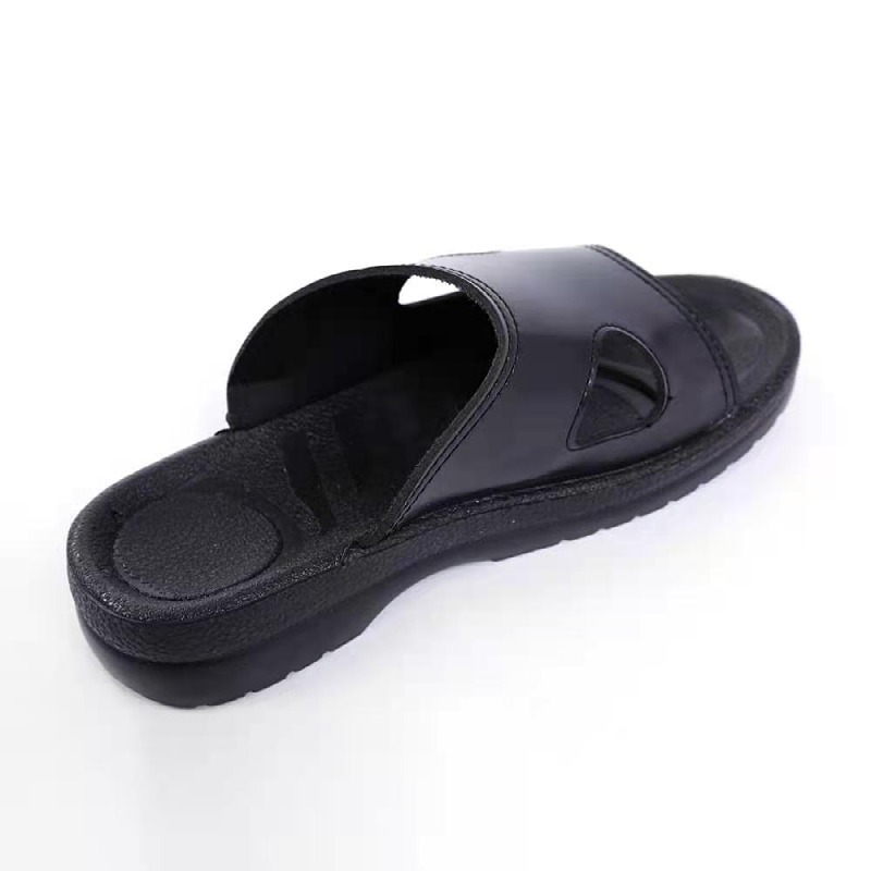 Anti-static Slippers Black PU Thickened Soft Bottom Comfortable Non-slip Men's and Women's Dust-free Anti-static Shoes for Workshop Work