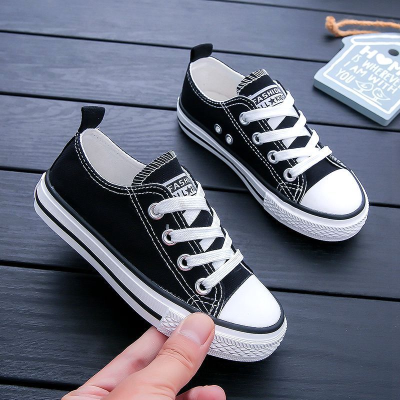 Wholesale parent shoes boys and girls lace small white children's casual canvas shoes baby skate shoes sneakers 2024