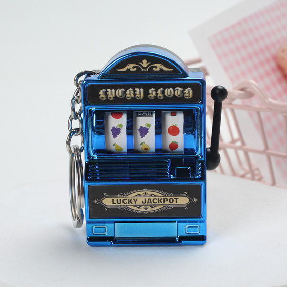 Mini Fruit Machine Keychain Pendant Turnaround Game Tiger LaBa Machine Small Jewelry Lucky Draw Hanging Ornaments