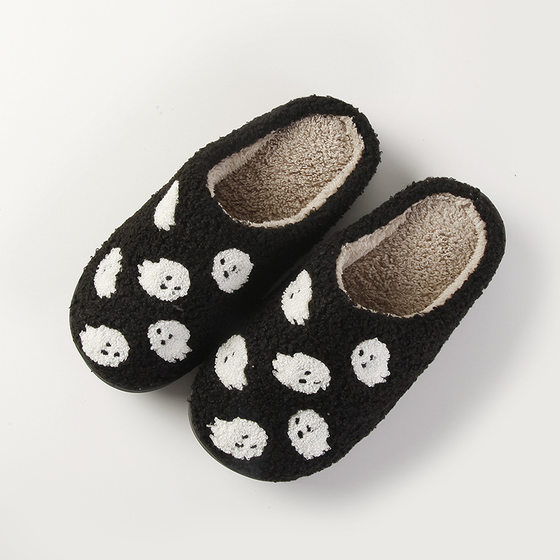New comfortable home Ghost warm winter cotton slippers couple men and women thick bottom soft sole shoes thickened non-slip cute