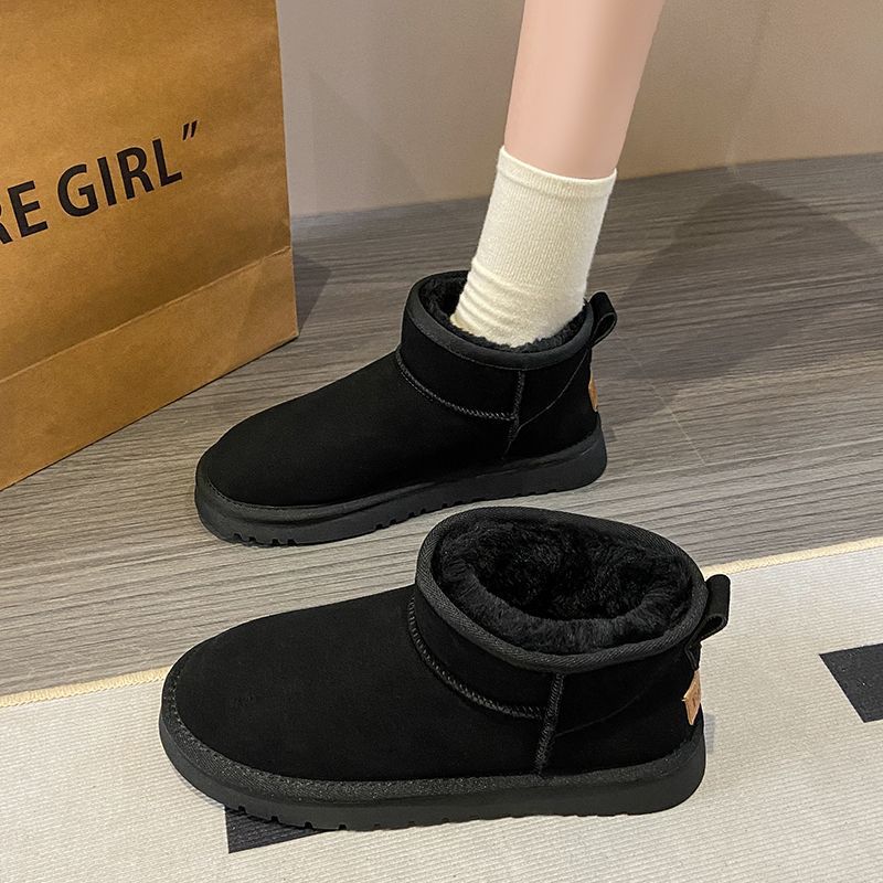 Winter short boots non-slip snow boots women's flat cotton boots fleece-lined padded warm low cotton shoes a generation of hair