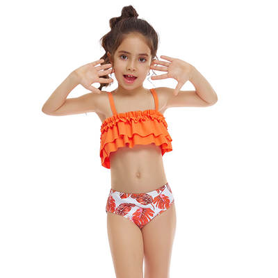 European and American ins new girls swimsuit small flounces split swimsuit Amazon children's bikini spot wholesale