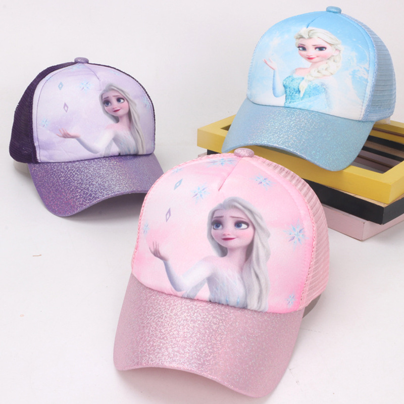 ins cartoon baby girl hat ice and snow baseball cap summer sun hat mesh hat 2-6 years old children breathable peaked cap