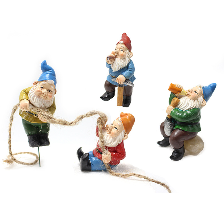 Cross-border resin garden dwarf four dwarf room climbing rope outdoor garden dwarf decoration spot wholesale