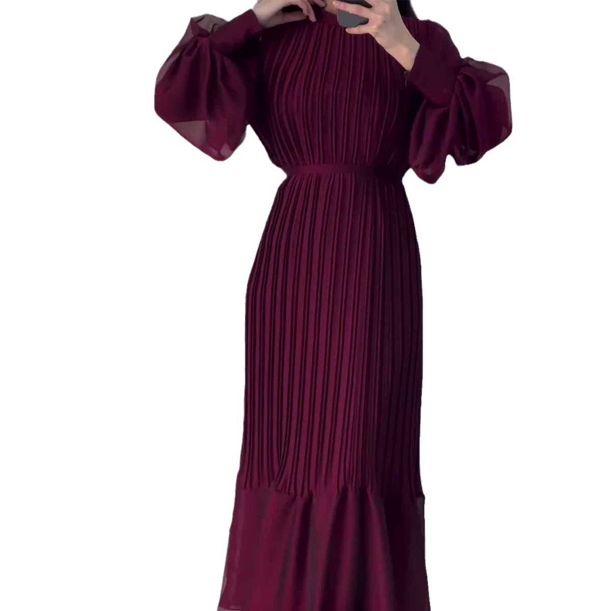 Amazon European and American 2023 elegant light mature women's clothing spring new cross-border dress long pleated skirt
