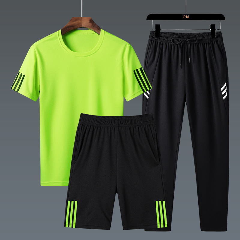 Cross-border three-piece sports suit men's summer 2022 new clothes with handsome trendy sportswear shorts