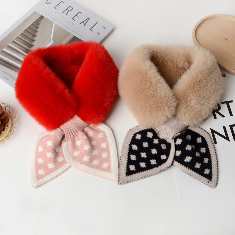 Internet celebrity fashion creative plush scarf cross women's imitation rabbit fur scarf artificial fur scarf autumn and winter warm delivery