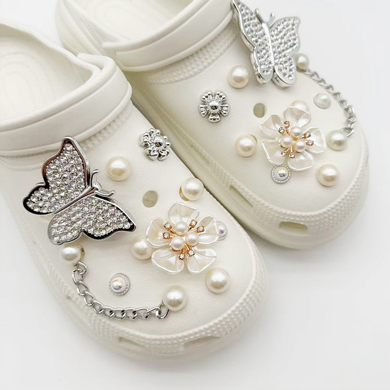 Hole shoes DIY decorative accessories shoe flower women's shoes rhinestone butterfly jewelry detachable shoe buckle wholesale accessories suit