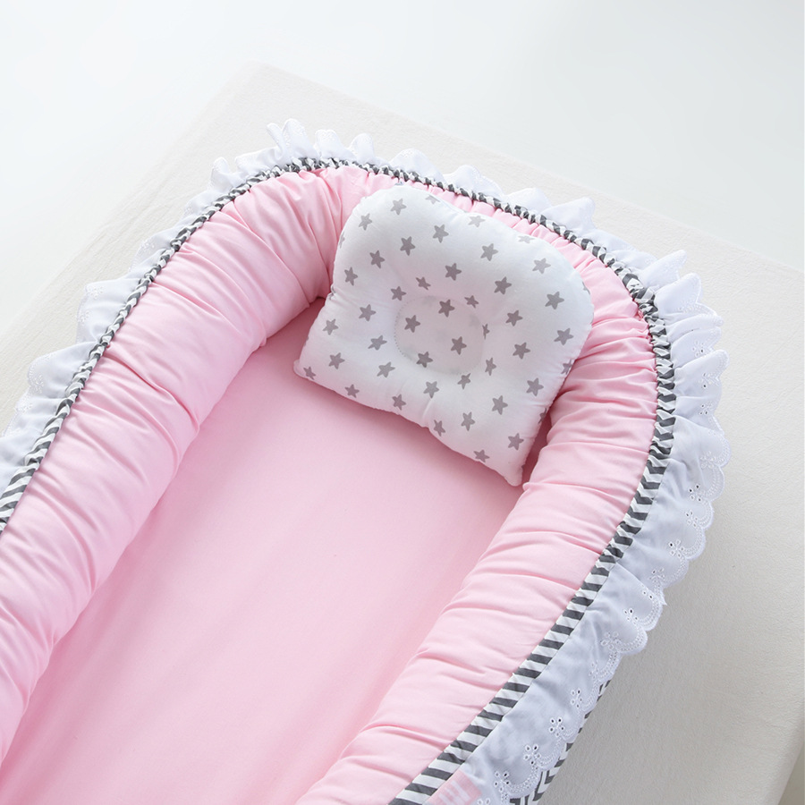 Hemei lace baby pillow removable and washable portable baby bed mid-bed bionic baby nest travel crib