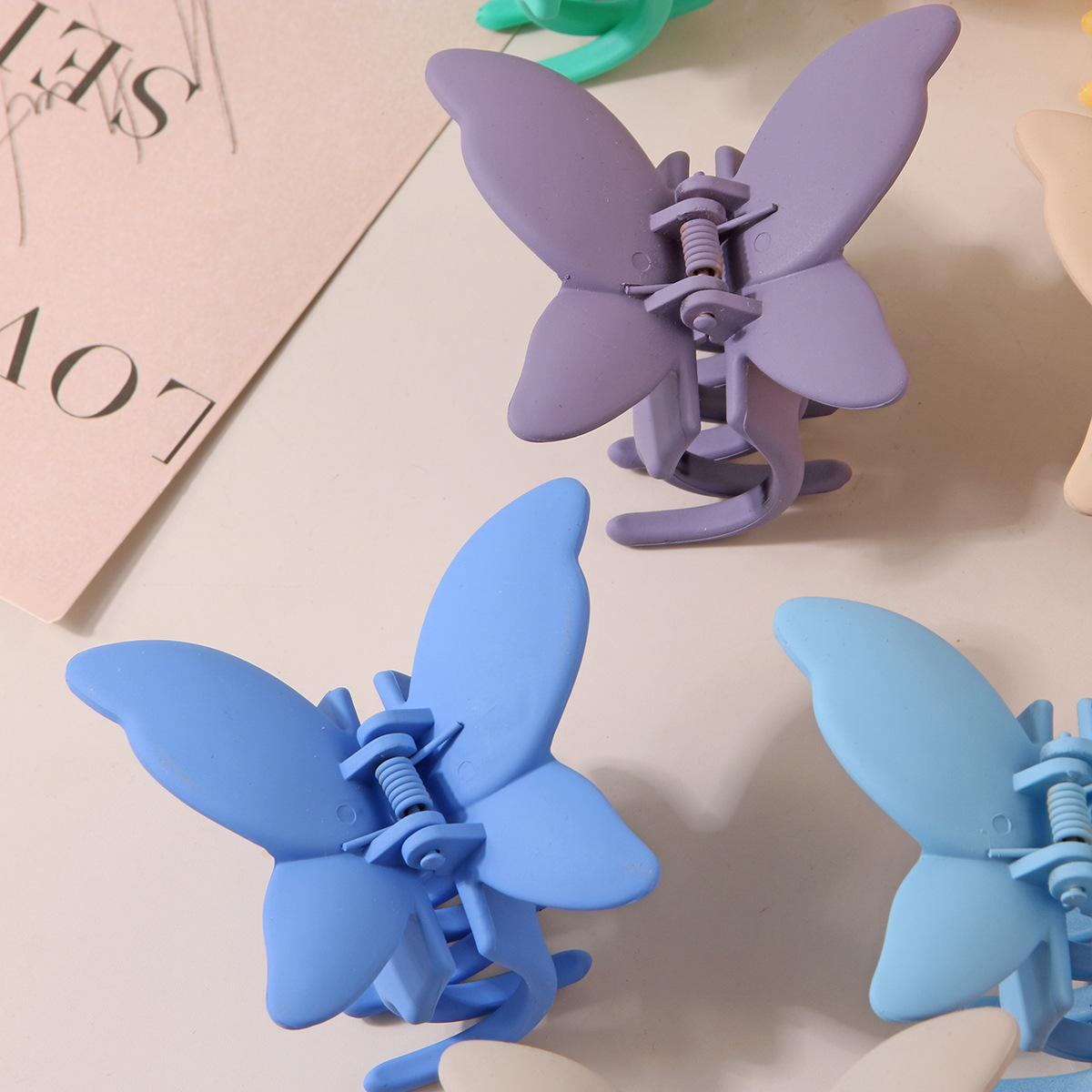 Nuovo fermaglio per capelli a forma di farfalla transfrontaliera, effetto vernice smerigliata, personalizzato, alla moda, con artiglio per la testa_voghion.com