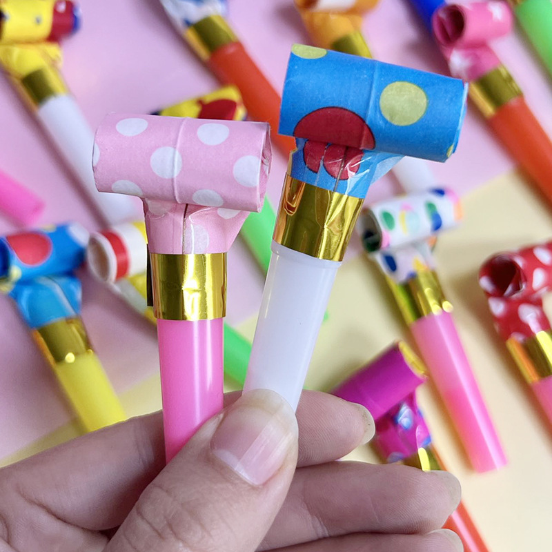 Candy color dragon blowing whistle children's birthday party plastic toys wholesale colorful dragon blowing roll trumpet props