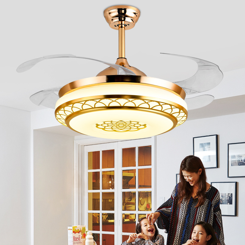 Invisible fan lamp dining room living room bedroom ceiling fan lamp big wind home intelligent inverter fan with pendant lamp integrated